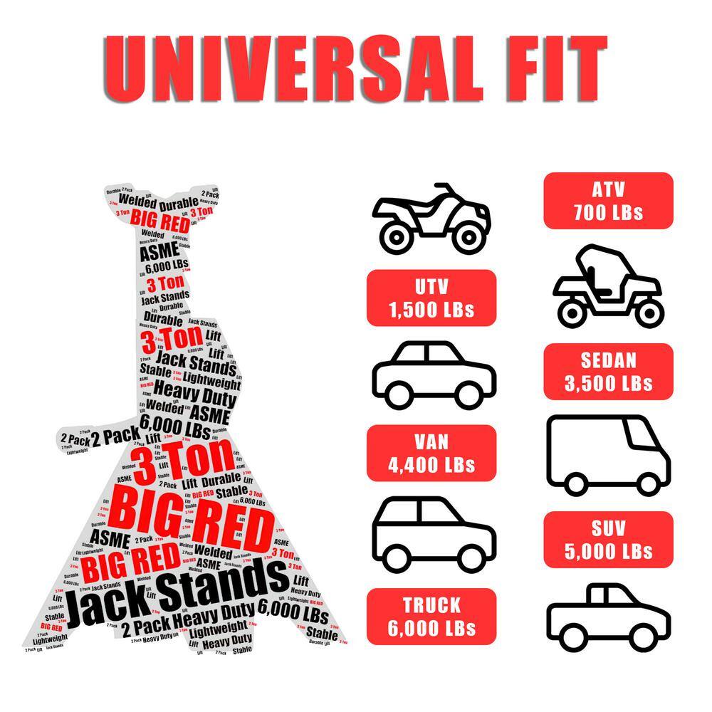 3-Ton Jack Stands (2 Pack) - Hercitys