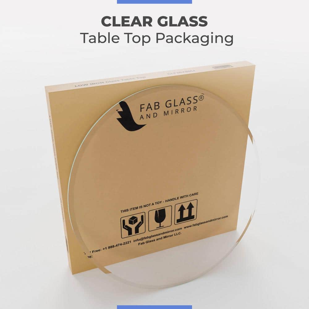 36 in. Clear Round Glass Table Top, 3/8 in. Thickness Tempered Beveled Edge Polished - Hercitys