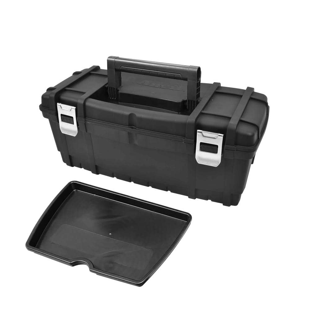 24 in. Black Plastic Tool Box - Hercitys