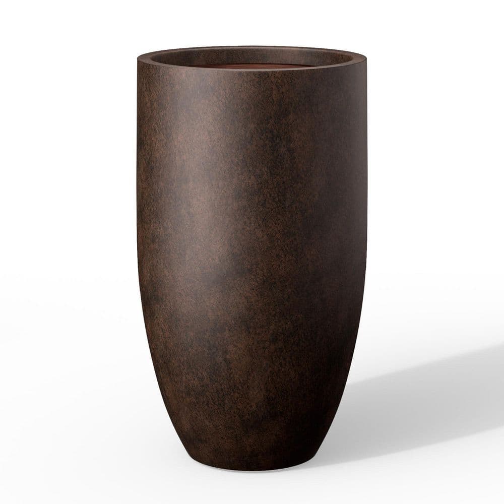 14 in. Large Earthy Brown(Premium Inner) Concrete Round Planter / Pot with Drainage Holes - Hercitys