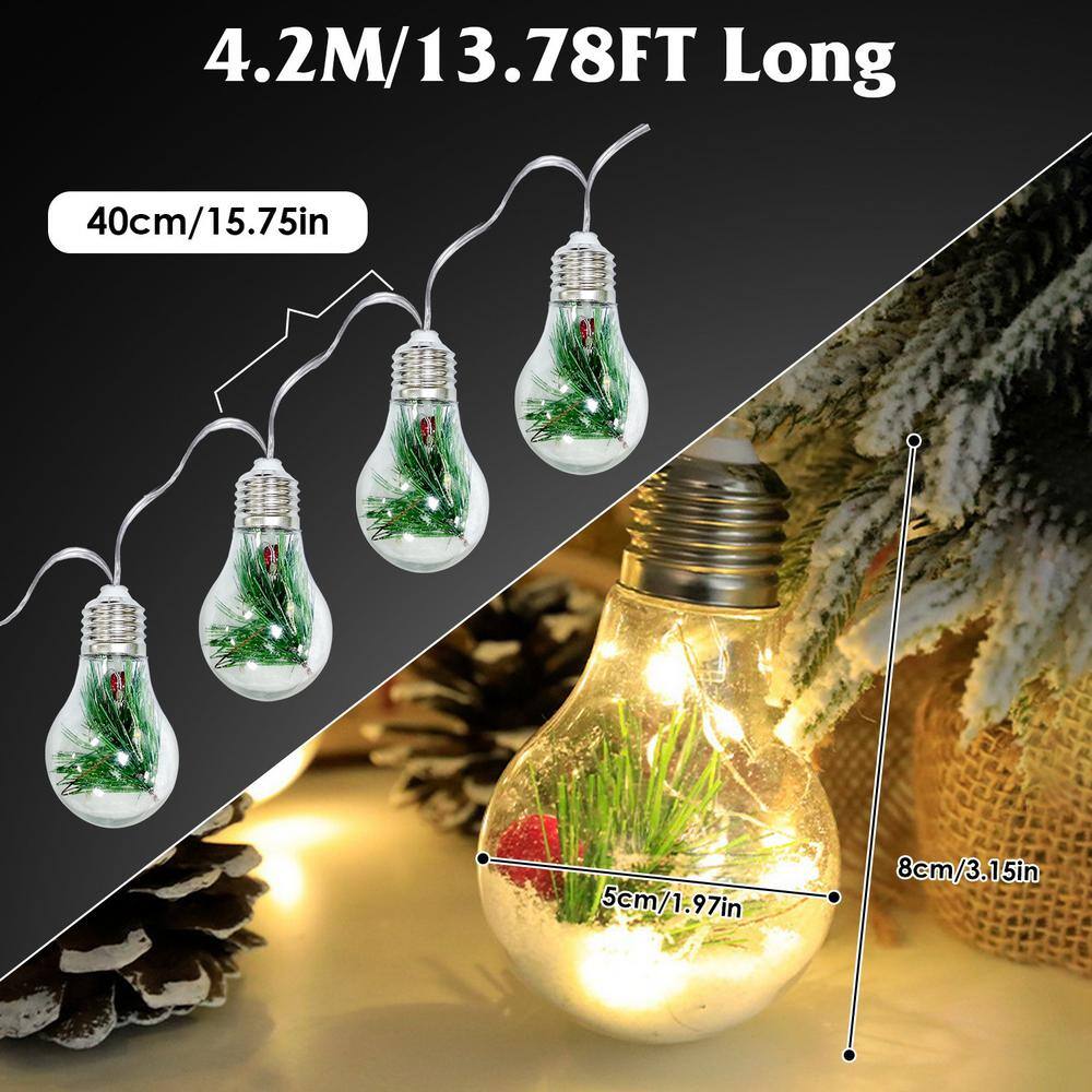 13.78 ft. 10-Count LED Clear Christmas Rope Lights (1-Pack) (Not Included 3Pcs AA Batteries) - Hercitys