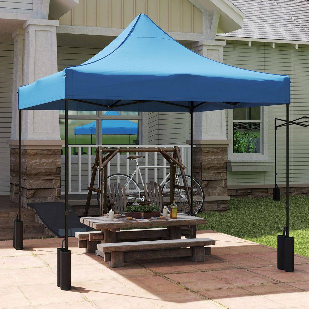 10 x 10 ft. Canopy Replacement Cover with 4-Weight Bags 8-Drainage Holes, UPF50+ Canopy Replacement Top, Navy Blue - Hercitys