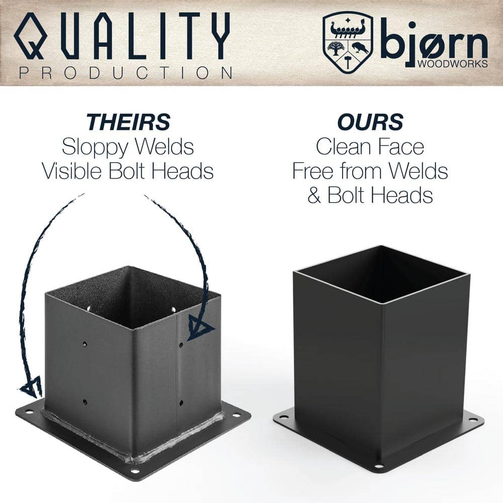 4 in. x 4 in. Powder Coated Steel Pergola Boot Bracket - Hercitys