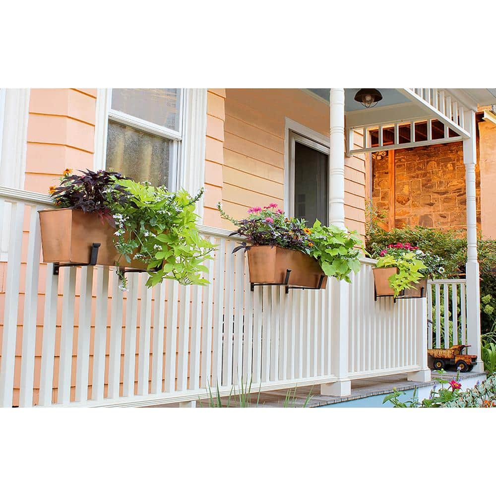 23.25 in. W Copper Plated Medium Galvanized Steel Flower Box Planter - Hercitys