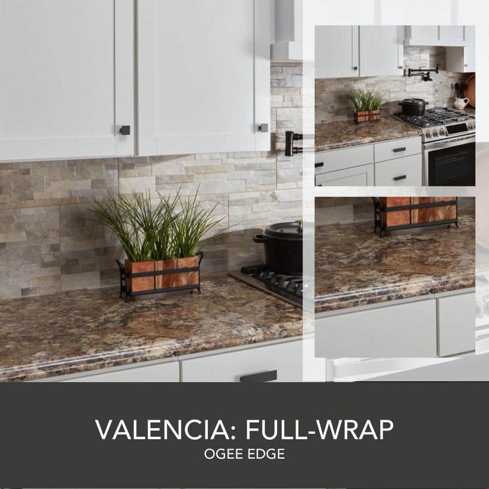 4 ft. Straight Laminate Countertop All-Inclusive Kit in Winter Carnival with Full Wrap Ogee Edge and Loose Backsplash - Hercitys