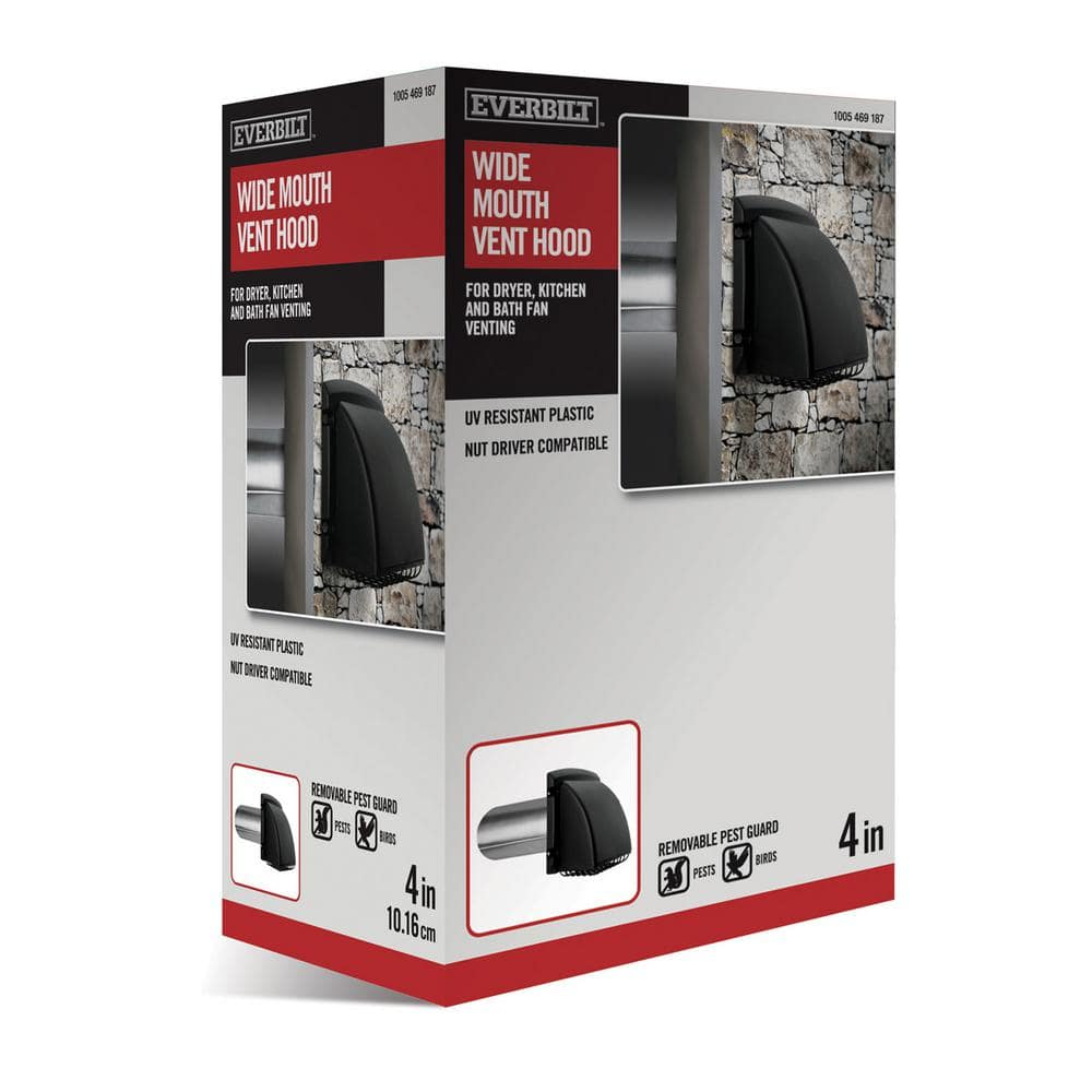 4 in. Wide Mouth Black Vent Hood - Hercitys