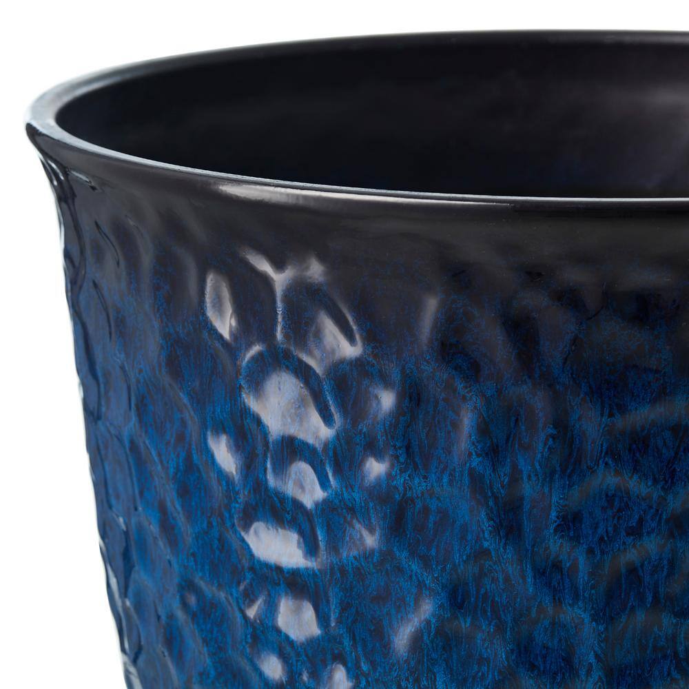 12 in. H Honeycomb Textured Cobalt Blue Faux Ceramic Pot Plastic Planter(Set of 2) - Hercitys
