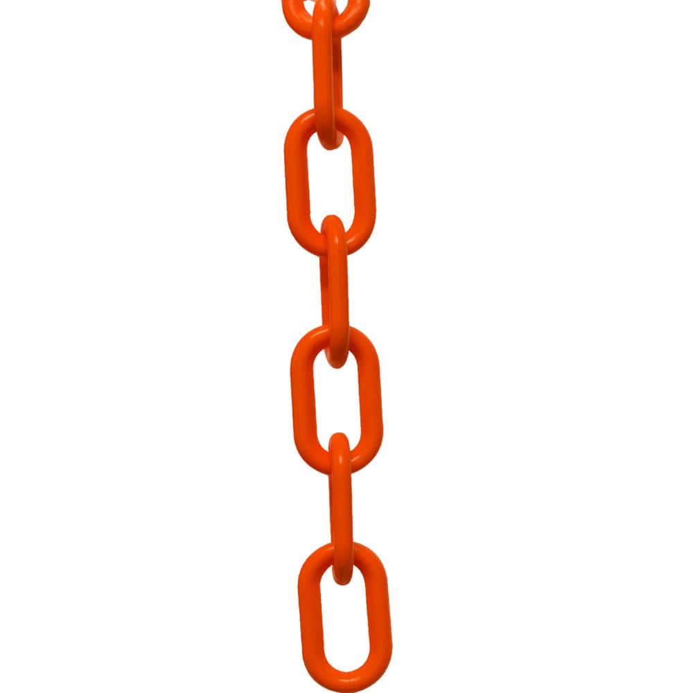 2 in. x 100 ft. Heavy-Duty Traffic Plastic Chain in Orange - Hercitys
