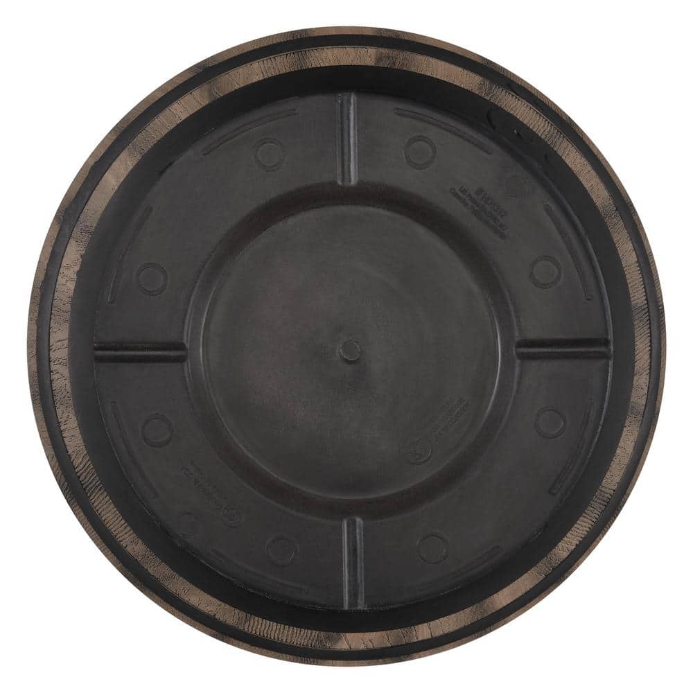 16 in. Reedley Large Kentucky Walnut Brown Resin Wine Barrel Planter (16 in. D x 11.5 in. H) - Hercitys