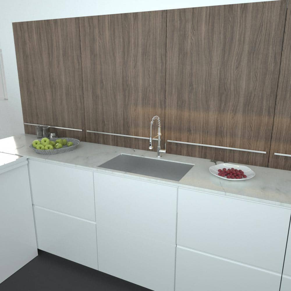 32 in. Undermount Single Bowl 9 in. D Stainless Steel Kitchen Sink - Hercitys