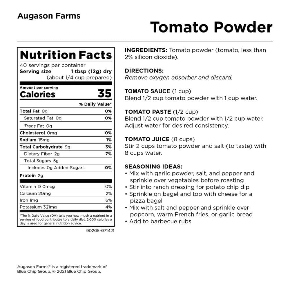 16.93 oz. Tomato Powder, Resealable Pouch - Hercitys