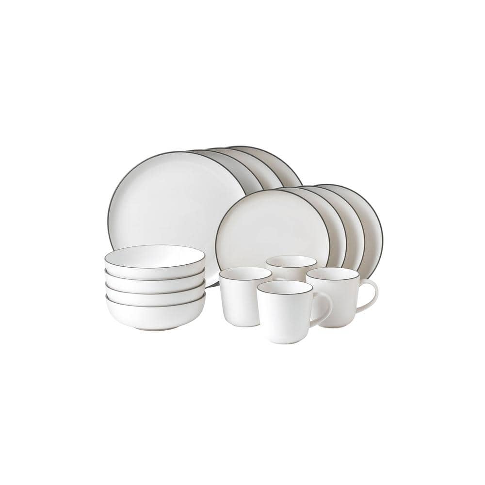 16-Piece Set Bread Street White Stoneware Dinnerware (Service for 4) - Hercitys