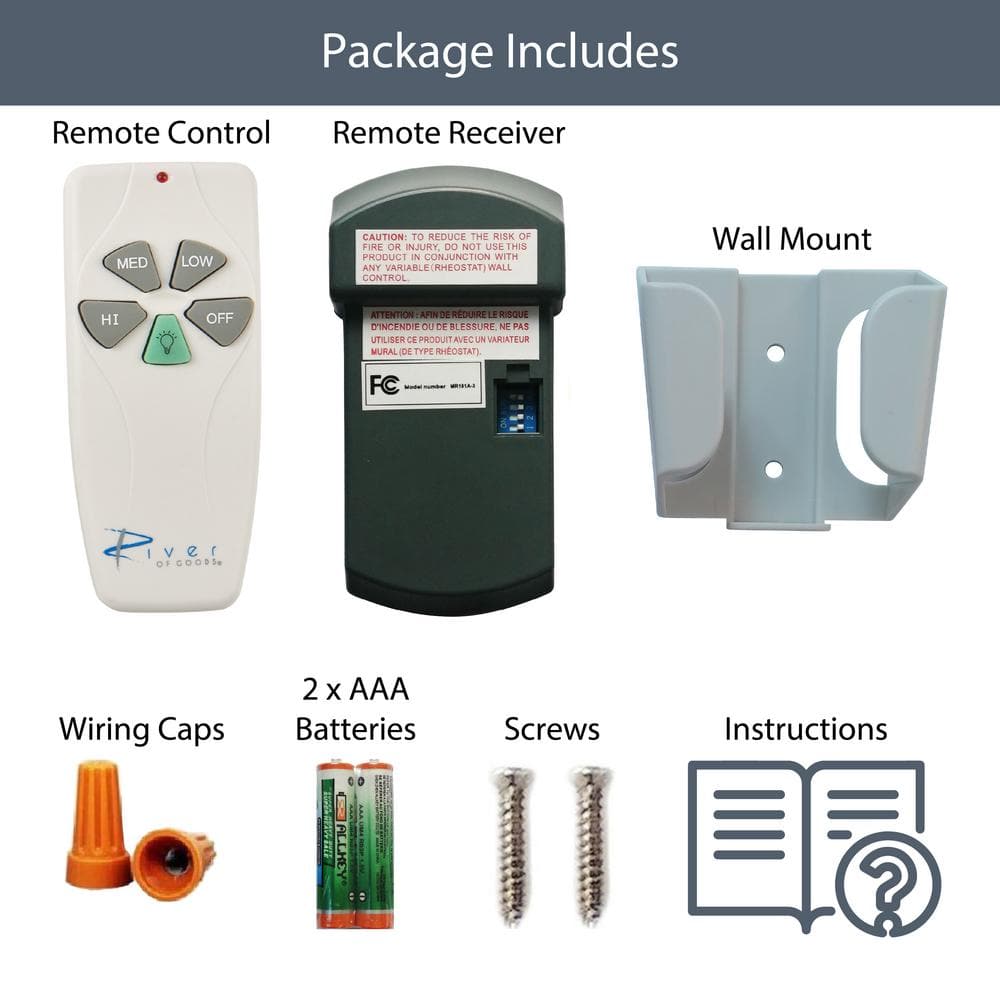3-Speed Ceiling Fan Handheld Remote Control and Receiver Kit, White - Hercitys