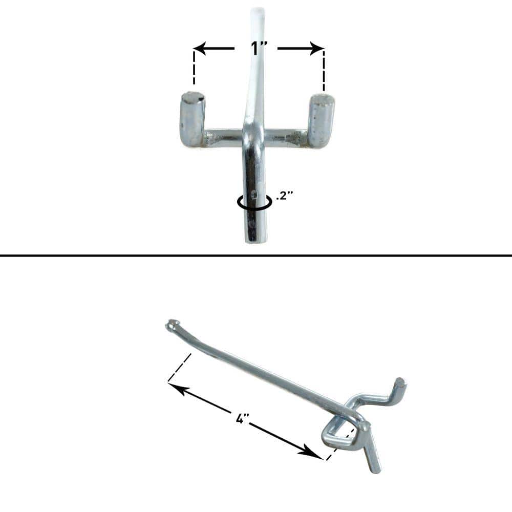 4 in. Zinc-Plated Steel Pegboard Hooks for 1/4 in. Pegboards (50-Piece) - Hercitys