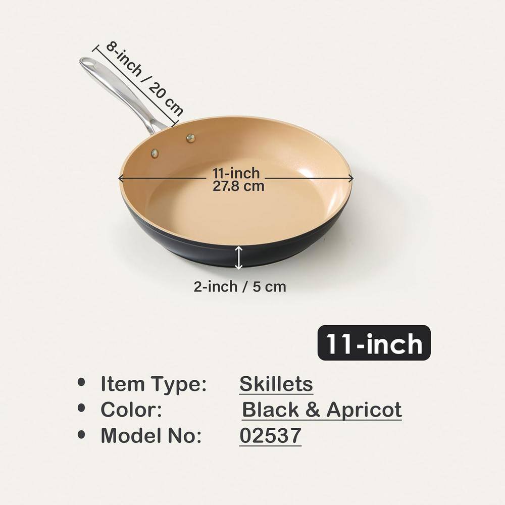 11 in. Hard Anodized Aluminum Nonstick Frying Pan, Black - Hercitys