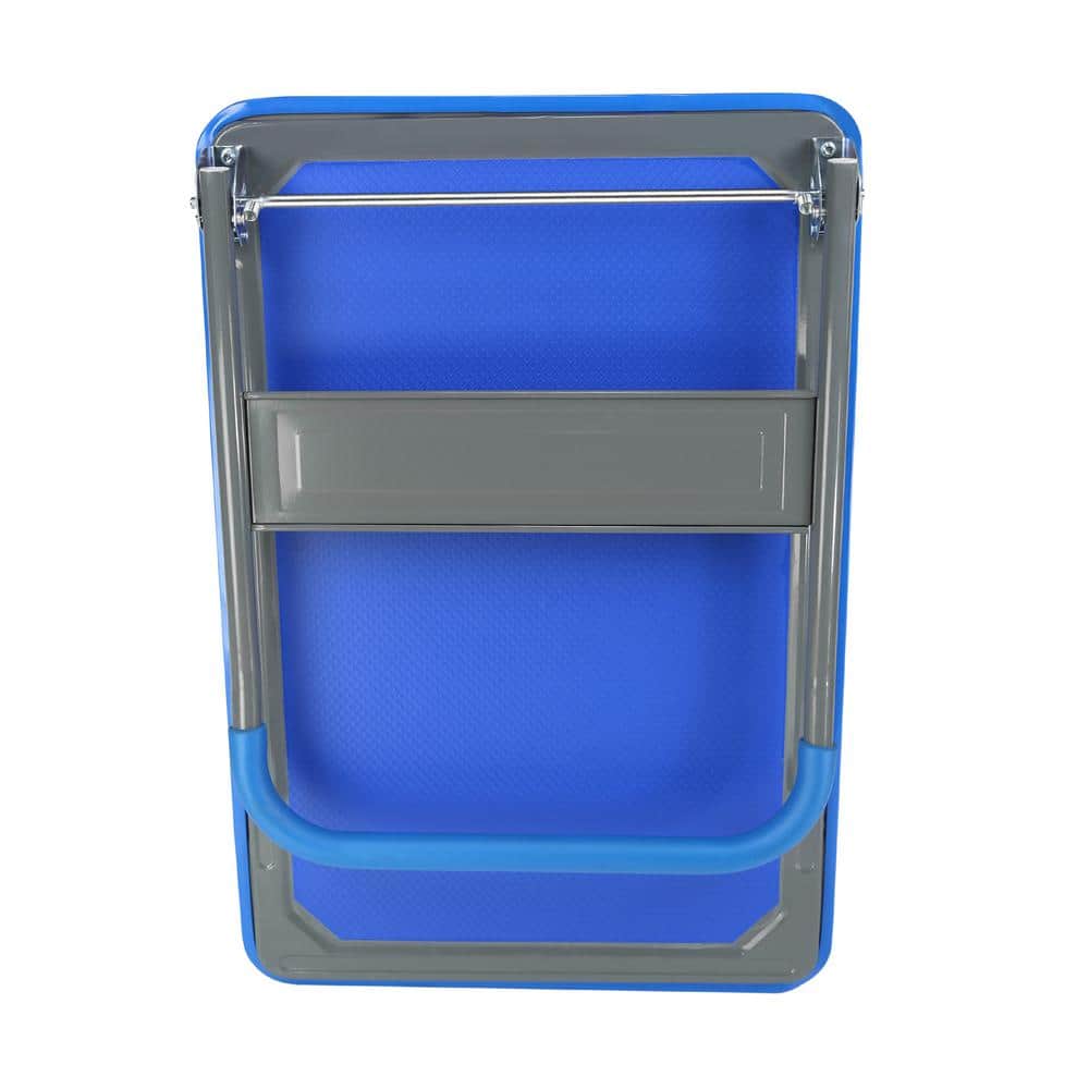 17 cu. ft. Metal Garden Cart 660 lbs. Capacity 4-Wheel Blue Steel Folding Hand Truck - Hercitys