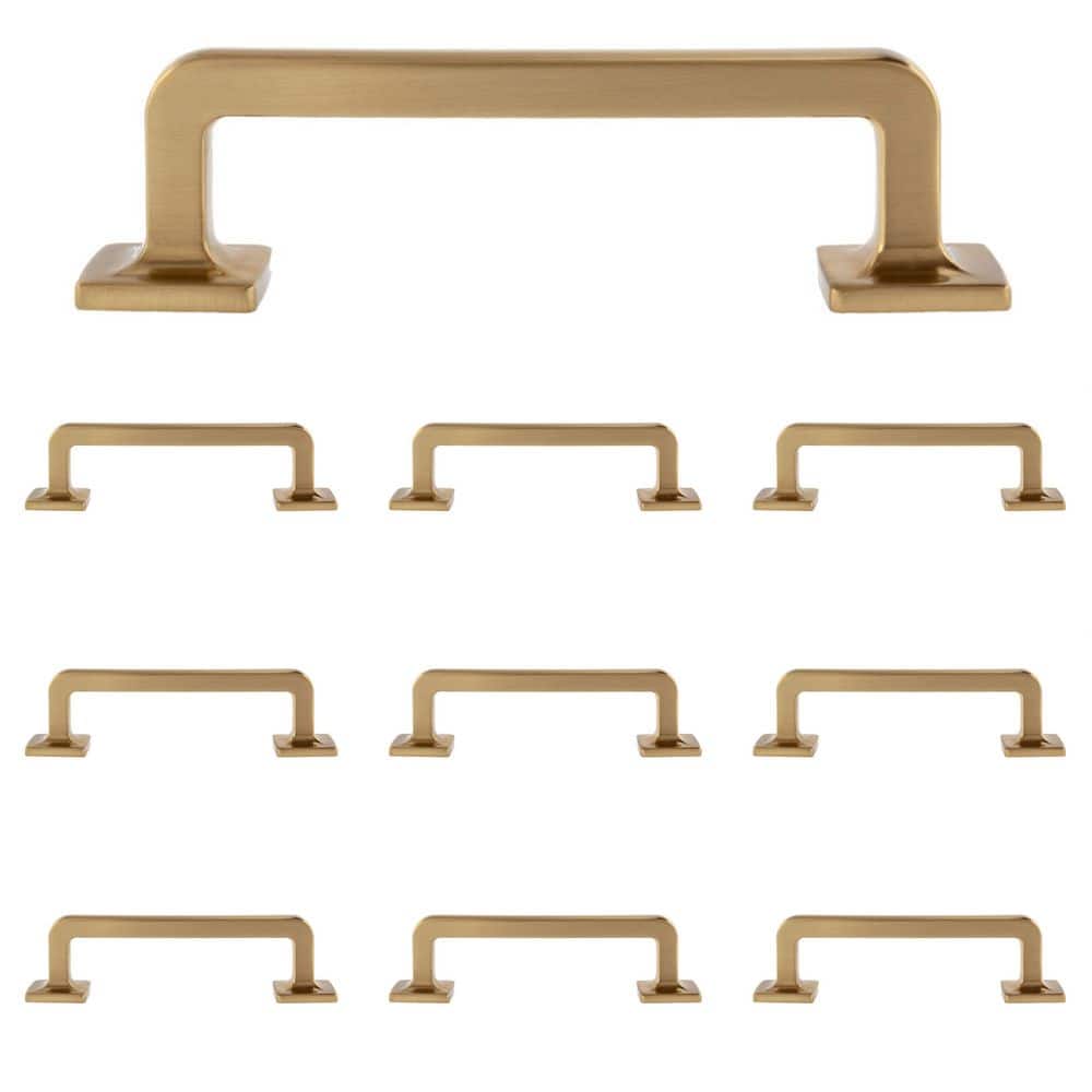 10-Pack Boise 3-1/2 in. (89 mm) Center-to-Center Traditional Satin Brass Bar Drawer Pull - Hercitys