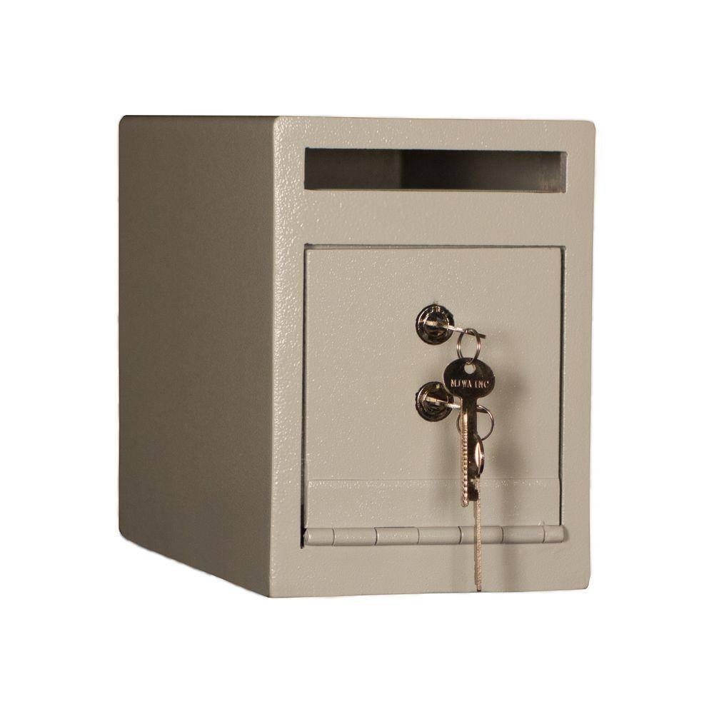 0.23 cu. ft. Steel Deposit Safe with Key Lock, White - Hercitys