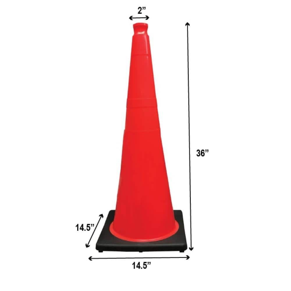 36 in. Orange Traffic Cone with Black Base 10 lbs. - Hercitys