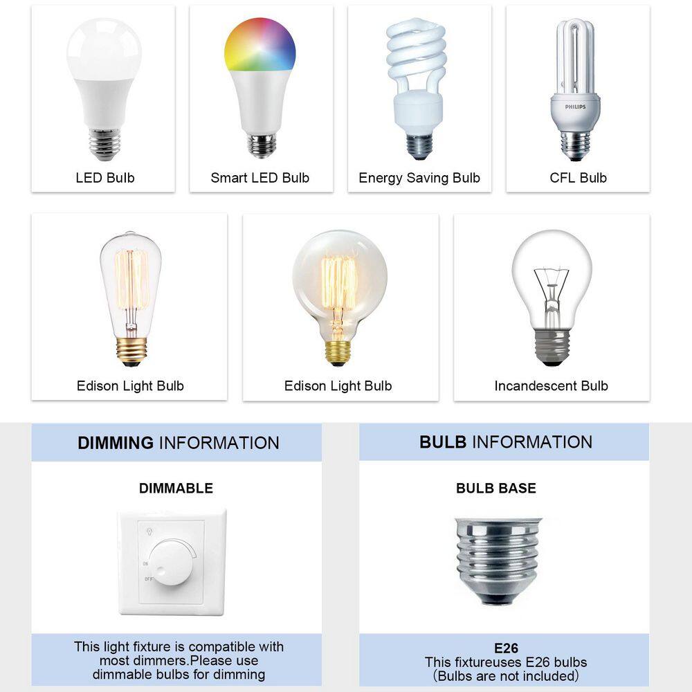 14.97 in. 3-Light Semi-Flush Mount with Rattan Shade and No Bulbs Included - Hercitys