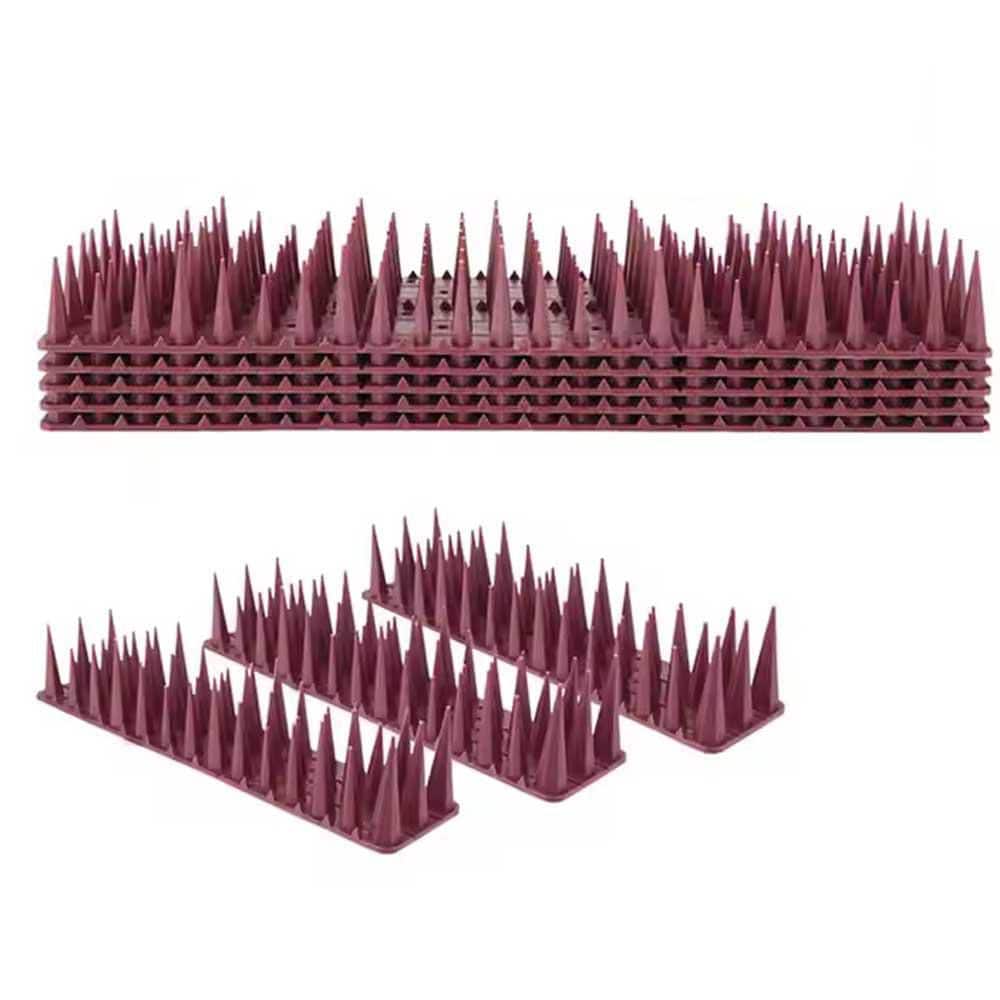 16.9 Brown Plastic Deterrent Fence Spikes, Keeps a Pigeon Away, Off Spikes Strips Bird Repeller (12-Pack) - Hercitys
