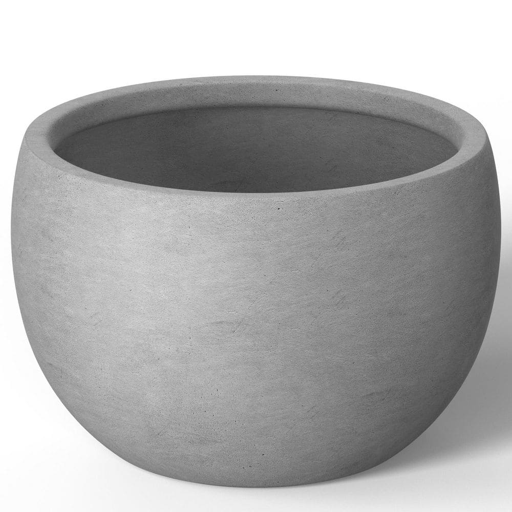 16 in. Medium Natural Gray(Enhanced Interior) Concrete Round Planter / Pot with Drainage Holes - Hercitys