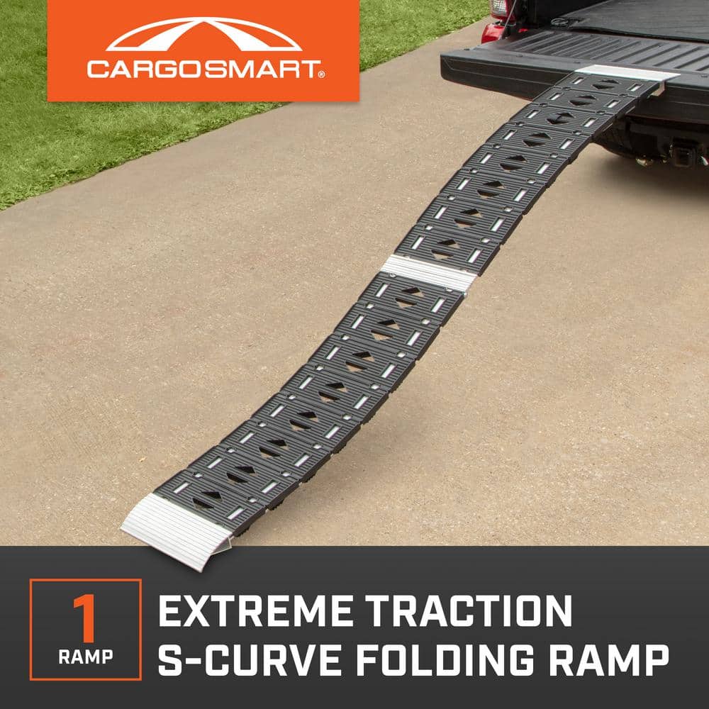 12 in. W x 90 in. L 750 lb. Capacity Hybrid S-Curve Centerfold Truck Loading Ramp (Includes 1 Ramp) - Hercitys