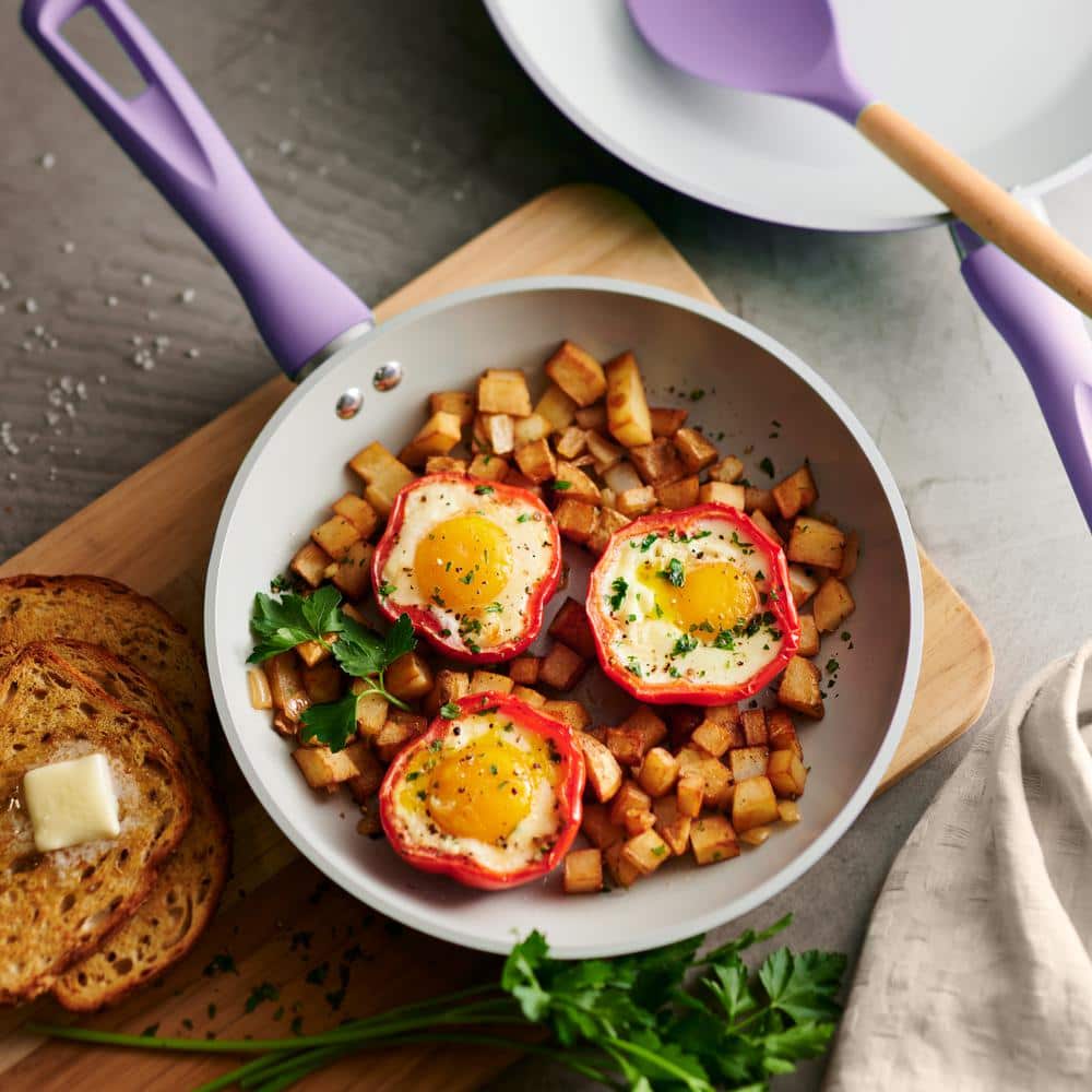 14-Piece Ceramic Cookware Set in Purple - Hercitys