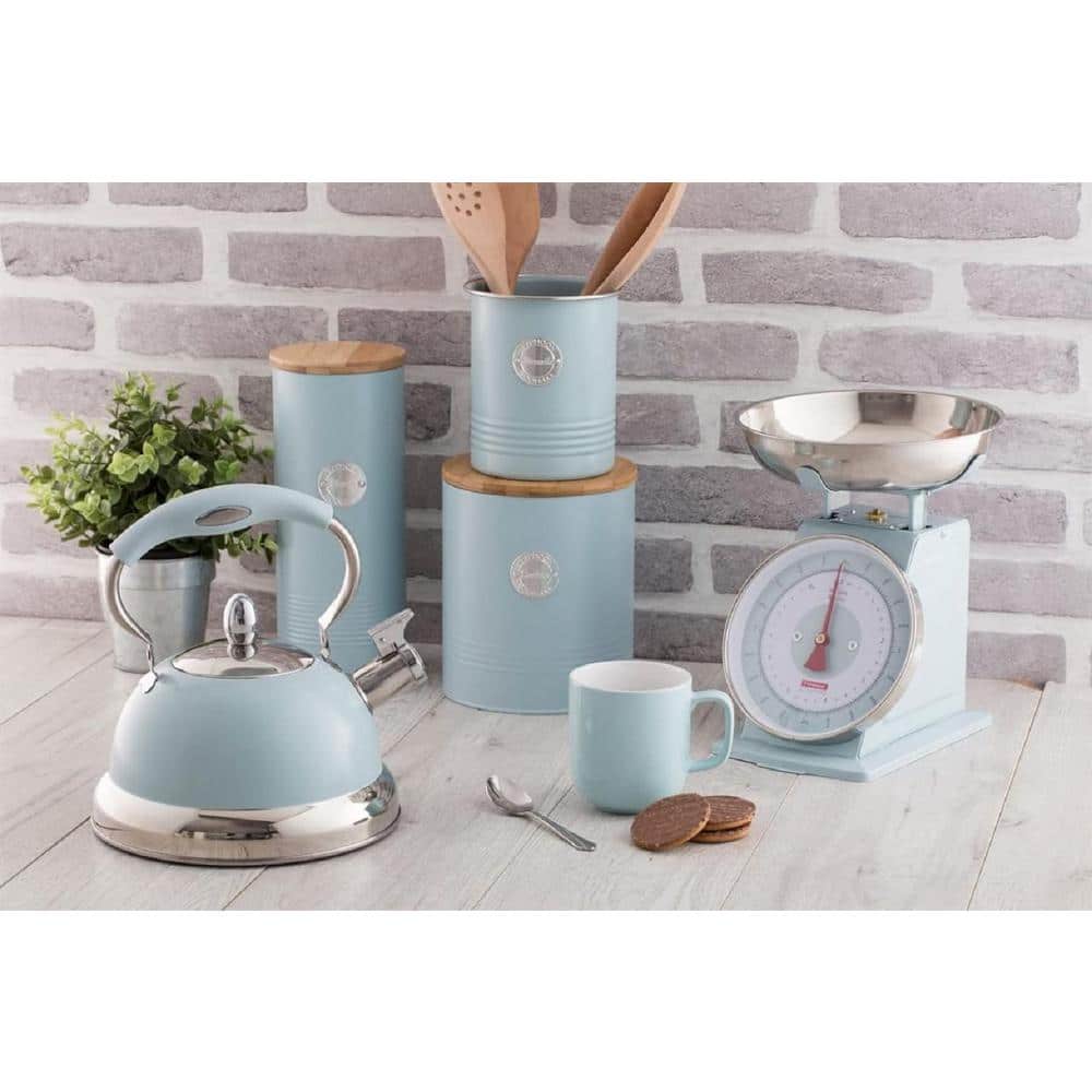1-Piece Pastel Blue Biscuit Jar, 3. 4L Cookie Storage, Airtight Seal, Sustainable Bamboo Lid Compact Kitchen Canister - Hercitys