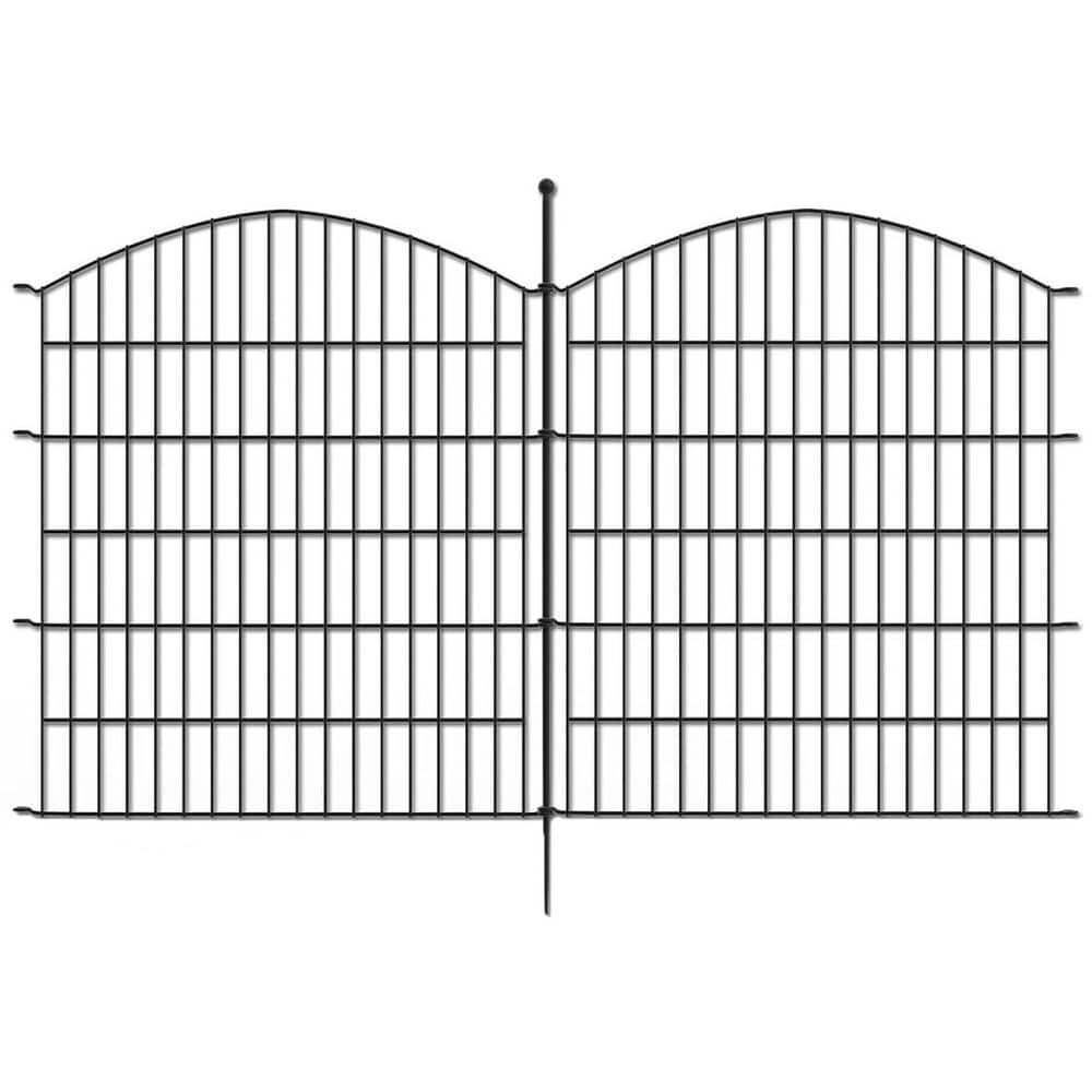 11.6ft x 32 in. Rustproof Metal Tall Garden Fence 5 Panels No Dig Decorative Animal Barrier for Yard - Hercitys