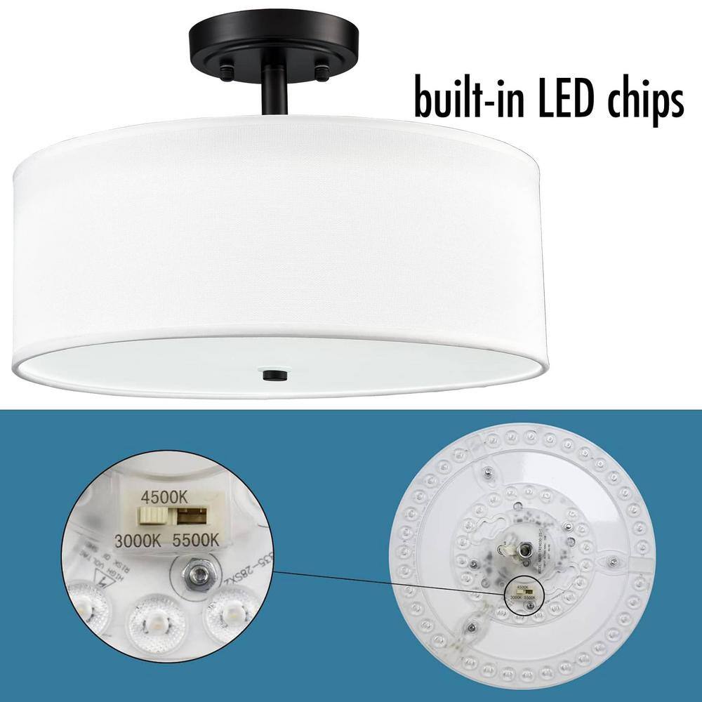 18.11 in. 0-Light Black Flush Mount with No Glass Shade and No Light Bulb Type Included (1-Pack) - Hercitys