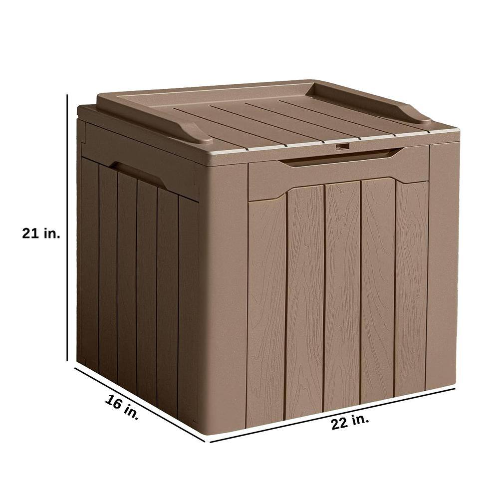 31 Gal. Light Brown Waterproof Resin Deck Box with Lockable Lid - Hercitys
