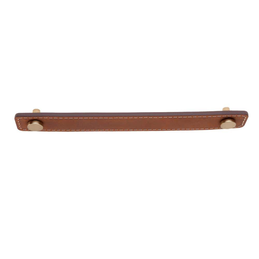 2-Pack Saddle Leather 6 in. (152 mm) Center-to-Center Rustic Satin Brass Drawer Pull - Hercitys