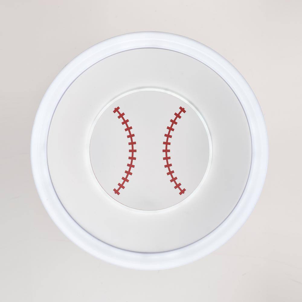 19 in. 95-Watt Modern Baseball/Softball Pattern Integrated LED Flush Mount with White Acrylic Shade - Hercitys
