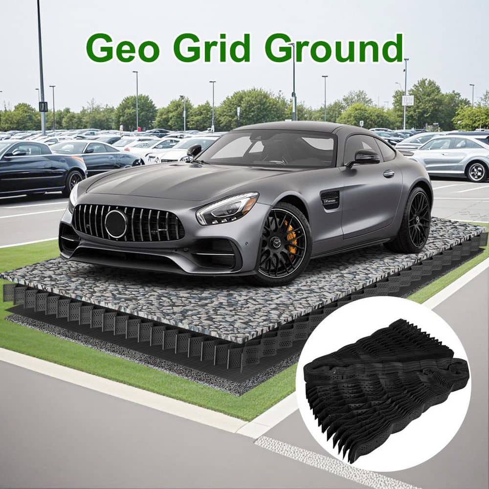 10 ft. x 26 ft. x 2 in. Plastic Ground Geo Grid for Parking Lots, Lawn Stabilization and Sidewalk Base Reinforcement - Hercitys