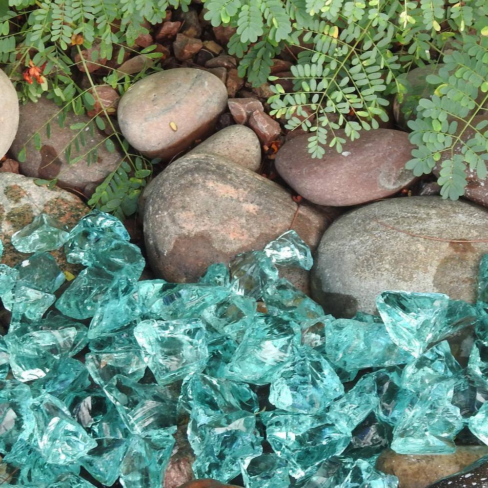 0.36 cu. ft. 1.25 in. to 2 in. Aqua Blue Landscape Recycled Glass- 20 lbs. Bag - Hercitys