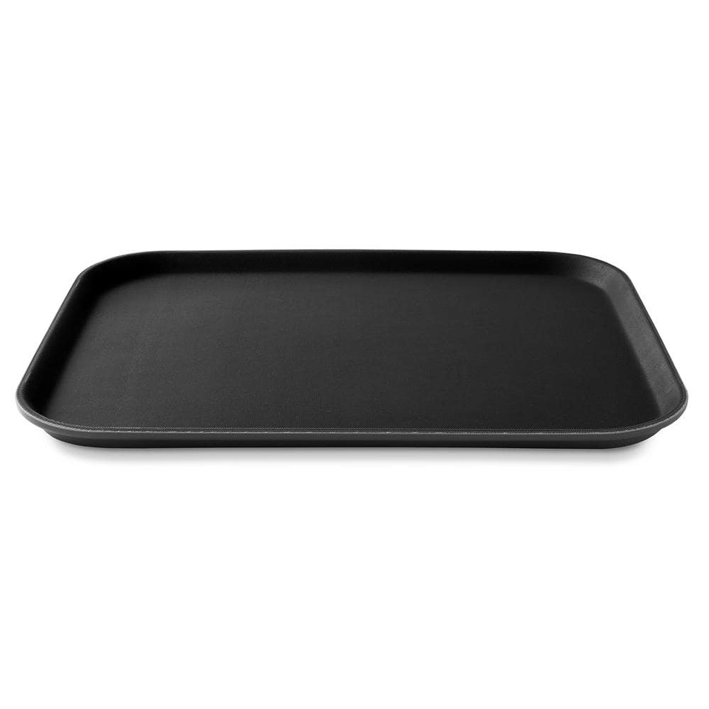 14 in. x 18 in. x .75 in. Rectangular Plastic Non-Slip Serving Trays, Black – NSF Food Service (Set of 2) - Hercitys