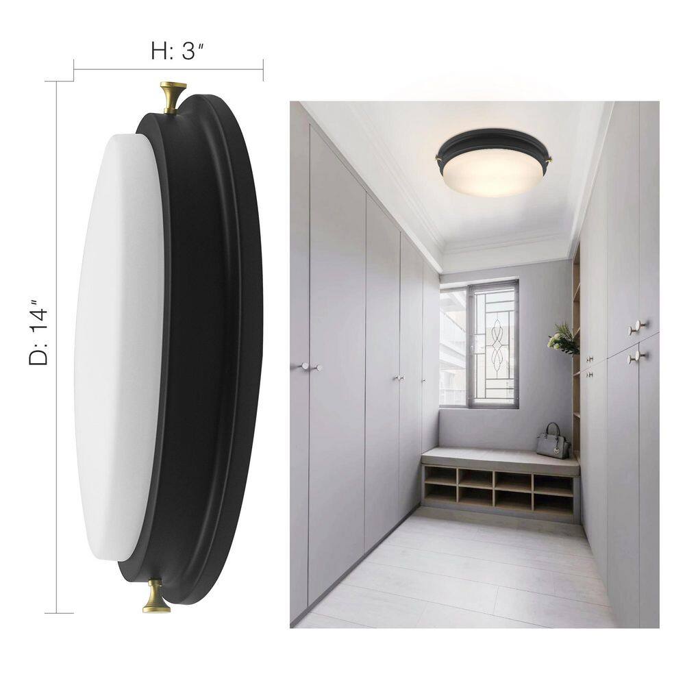 14 in. Dimmable LED Flush Mount, 1200 Lumen, 4000K Natural White Ceiling Light Fixture with Glass Shade - Hercitys