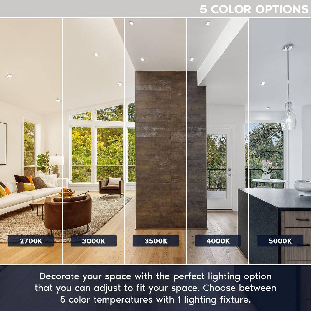 4 in. Square Nickel Modern Flush Mount Ceiling Light LED Integrated 10-Watt 600LM 5CCT 2700K-5000K Dimmable (4-Pack) - Hercitys