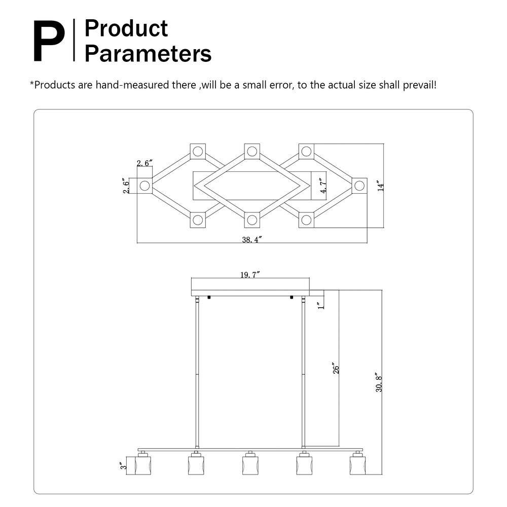 38.4 in. 8-Light Gold Modern Semi-Flush Mount Crystal Chandelier With Crystal Shade and 8-G9 Bulbs Included - Hercitys