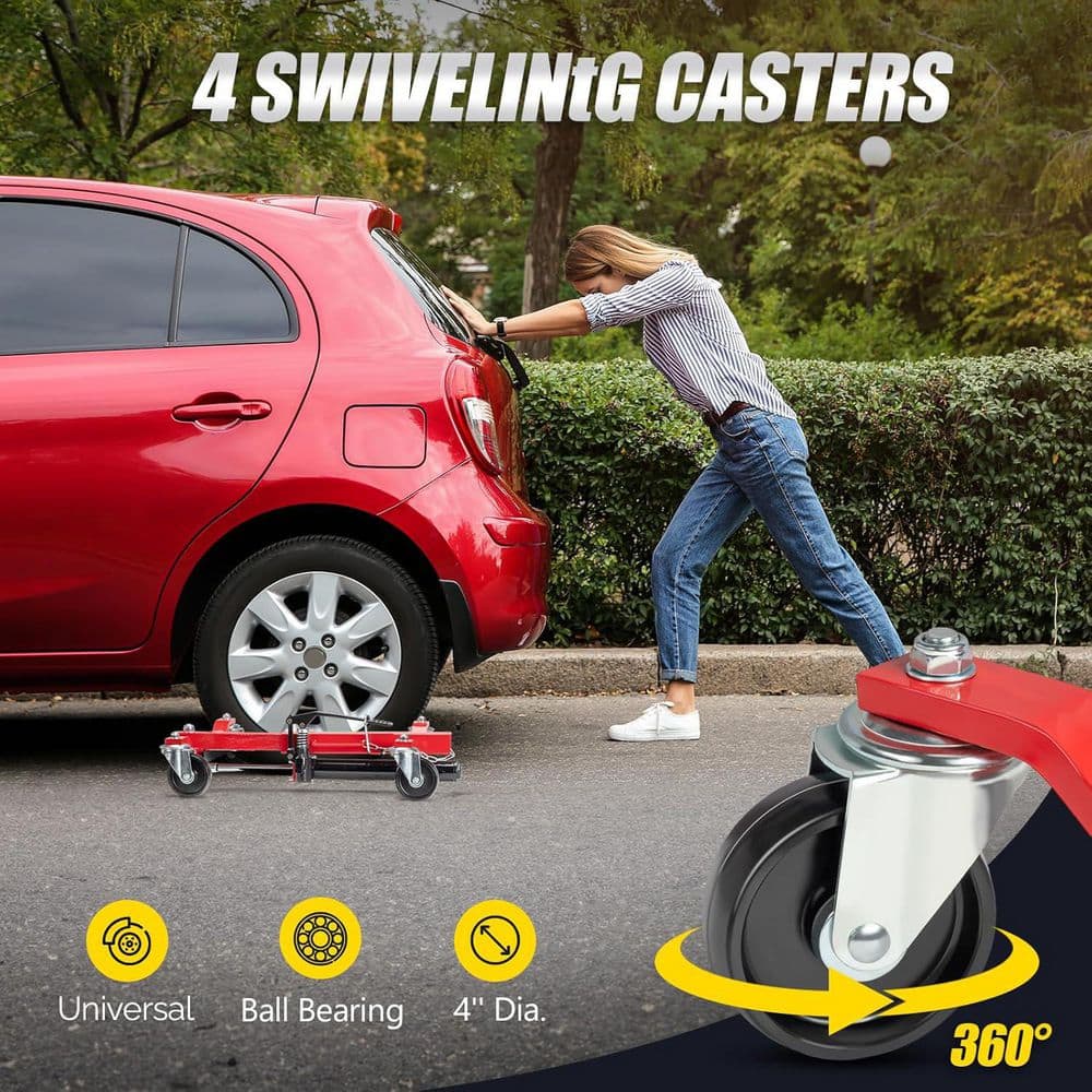 1500 lbs. Capacity Hydraulic Car Wheel Dolly in Red 2-Pack - Hercitys