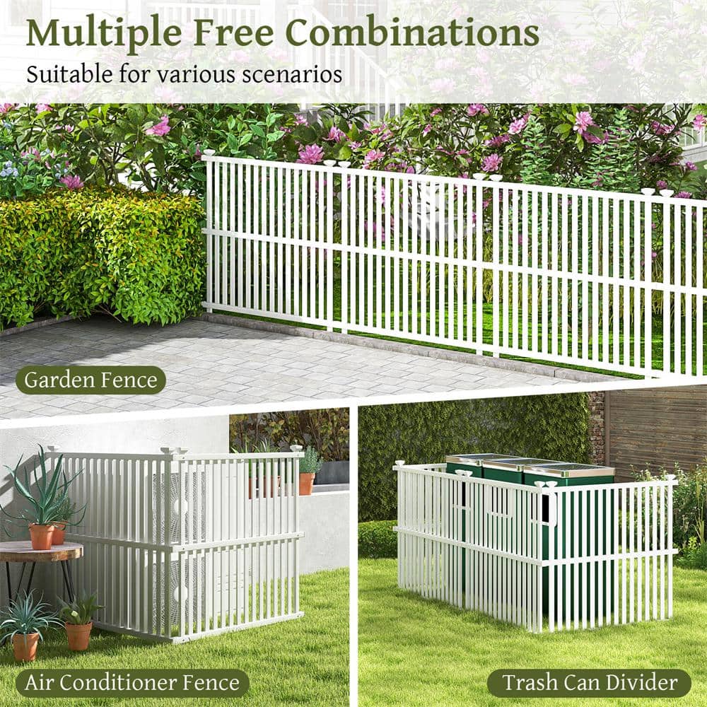 45 in. Plastic Garden Fence in White with Metal Ground Stakes Slat Spacing Sturdy(2 Panels) - Hercitys