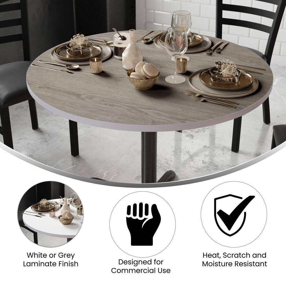 42 in. White/Gray Round Table Top Only - Hercitys