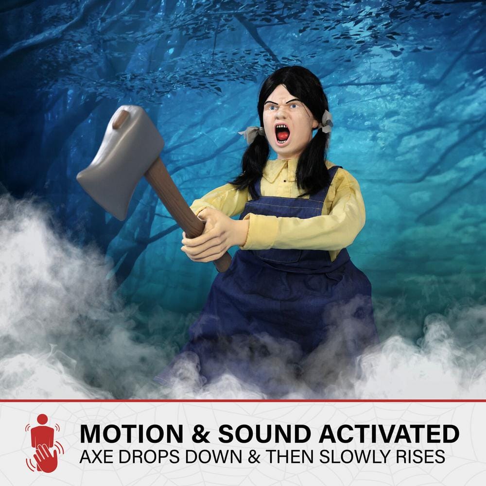 4 ft. Axe Me Something by Tekky, Premium Halloween Animatronic - Hercitys