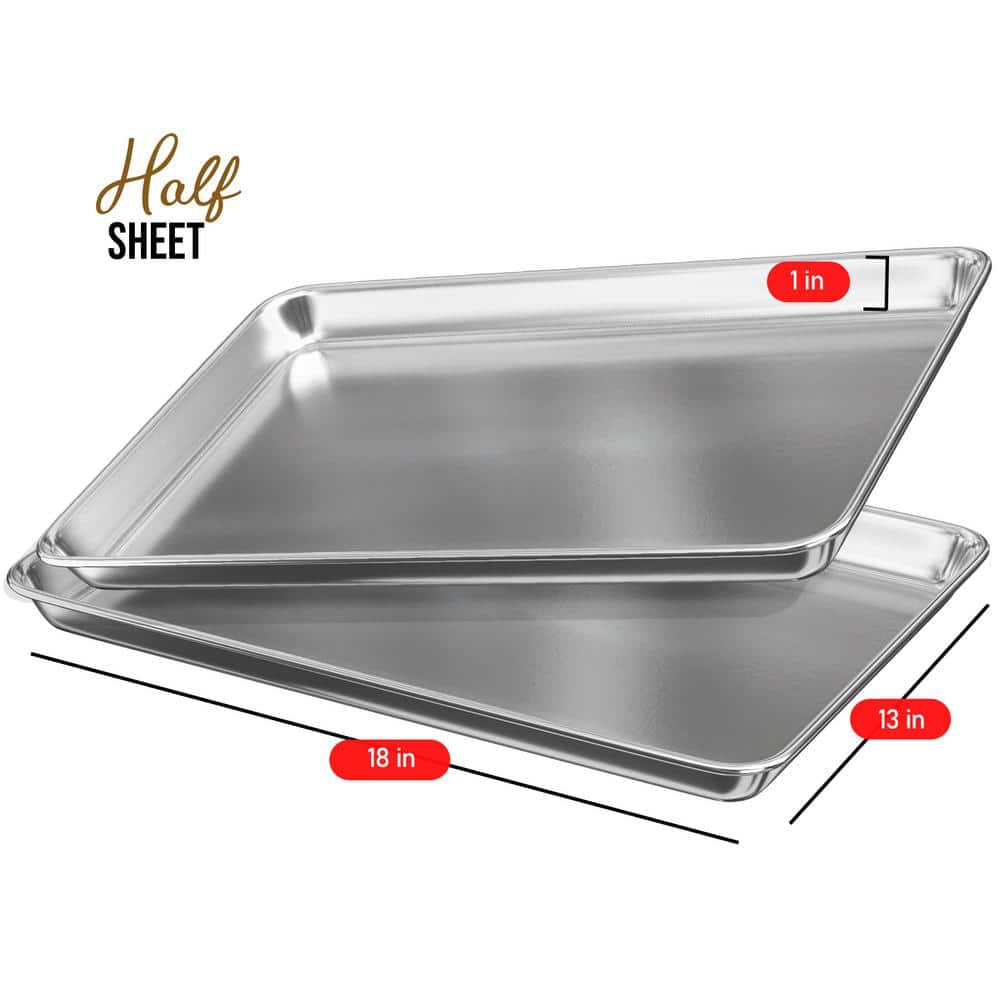 12-Pack Aluminum Half Sheet Baking Sheet Pan, Steel Nonstick Cookie Sheet, Size 18 in. x 13 in. x 1 in. (12-Piece Set) - Hercitys
