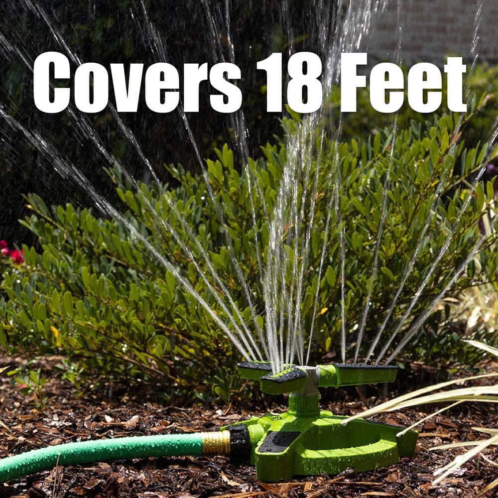 3-Piece Garden Watering Set with (1) Pulsating Spike Style, (1) 3-Arm Rotating Sprinkler and (1) 7-Pattern Spray Nozzle - Hercitys