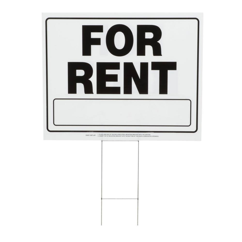 20 in. x 24 in. Corrugated Plastic for Rent Sign - Hercitys