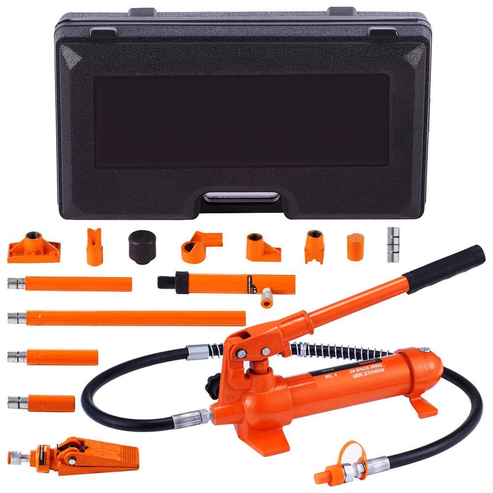 4 Ton Porta Power Kit, Portable Hydraulic Jack with 3.9 ft./1.2 m Oil Hose, Auto Body Frame Repair Kit with Storage Case - Hercitys