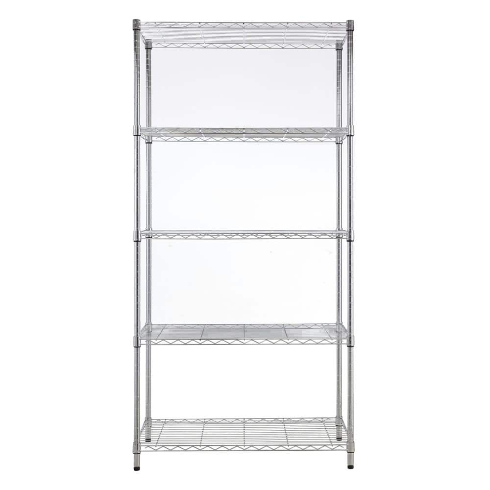 5 Tier Chrome Utility Wire Shelving Unit 14 in. x 36 in. x 72 in. - Hercitys