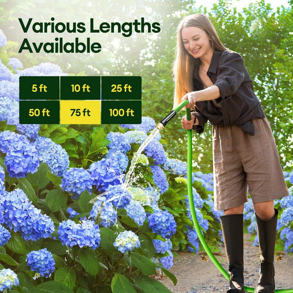 5/8 in. dia. x 75 ft. Heavy-Duty, Leakproof, Kink-Resistant Water Hose with Swivel Brass Fittings - Hercitys